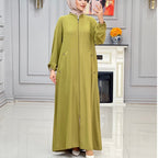Women's Long Coat with Zipper and Practical Pockets