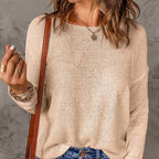 Women's Chunky Knit Sweater with Wide Fit and Decorative V-Neck