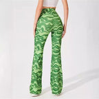 Women's High-Waisted Trousers with Modern Wave Pattern