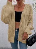 Women's Chunky Knit Cardigan with Open Pockets and Oversized Fit