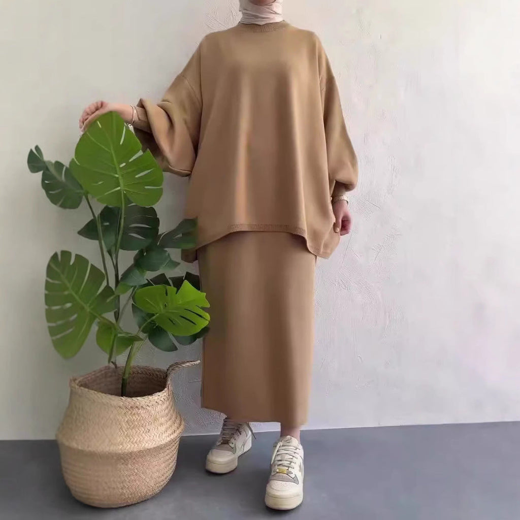 Casual Sweat Set with Wide Cut and Pockets
