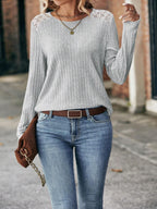 Women's Casual Sweater with Elegant Lace Detail