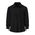 Women's Blouse with Modern Lace-Up Design and Casual Puff Sleeves