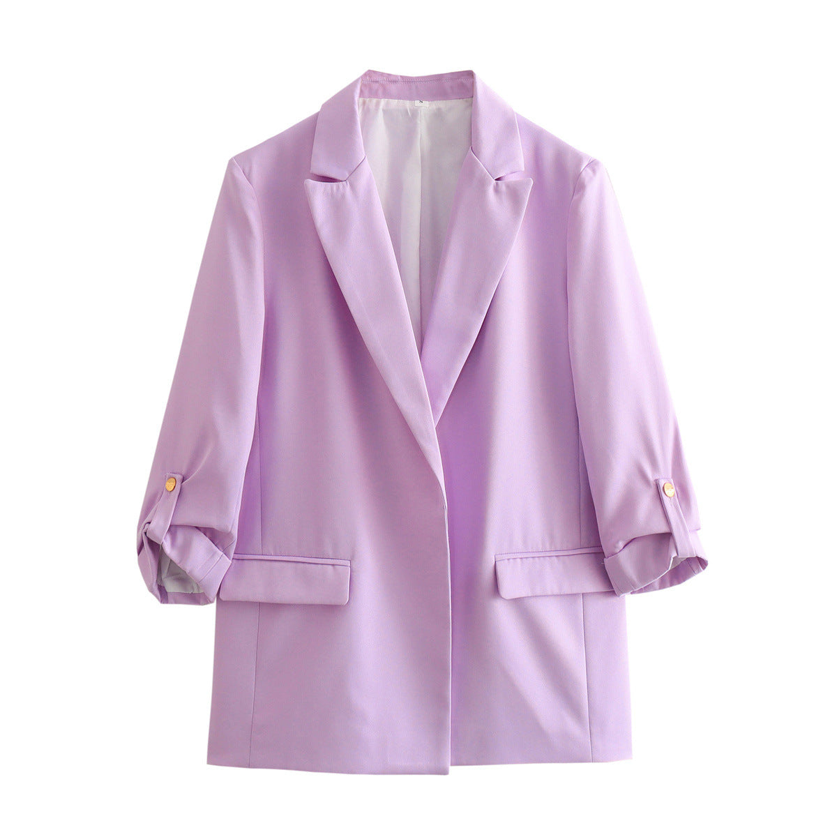 Women's Elegant Blazer with Structured Sleeves and Gold Accents