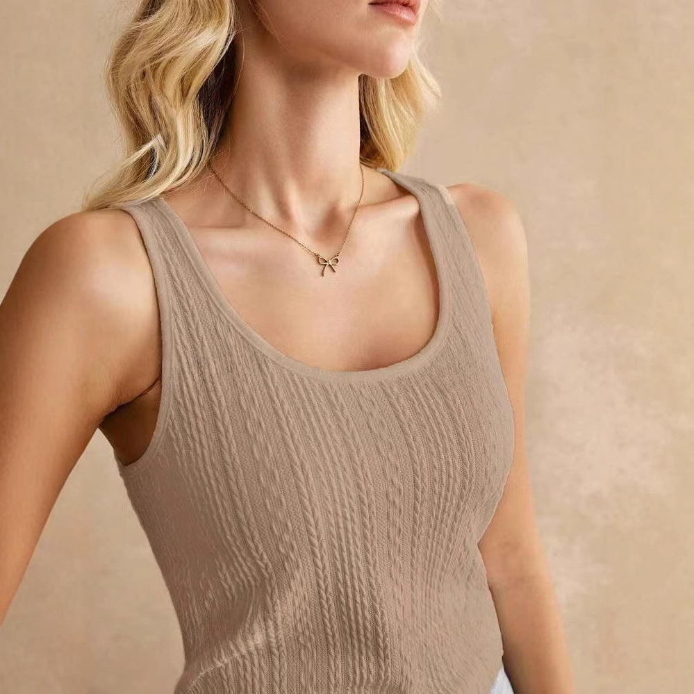 Women's Sleeveless Top with Textured Fabric