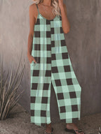 Women's Casual Plaid Jumpsuit with Pockets