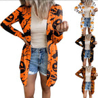 Women's Long-Sleeve Blouse with Animal Print and Button Closure