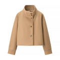Elegant Women's Short Jacket with High Collar and Decorative Buttons