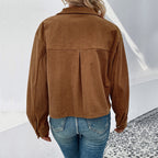 Women's Corduroy Jacket with Two Patch Pockets and Casual Fit