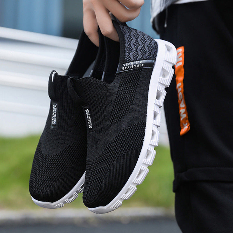 Women's Breathable Slip-On Sneakers with Elastic Knit Upper and Non-Slip Sole