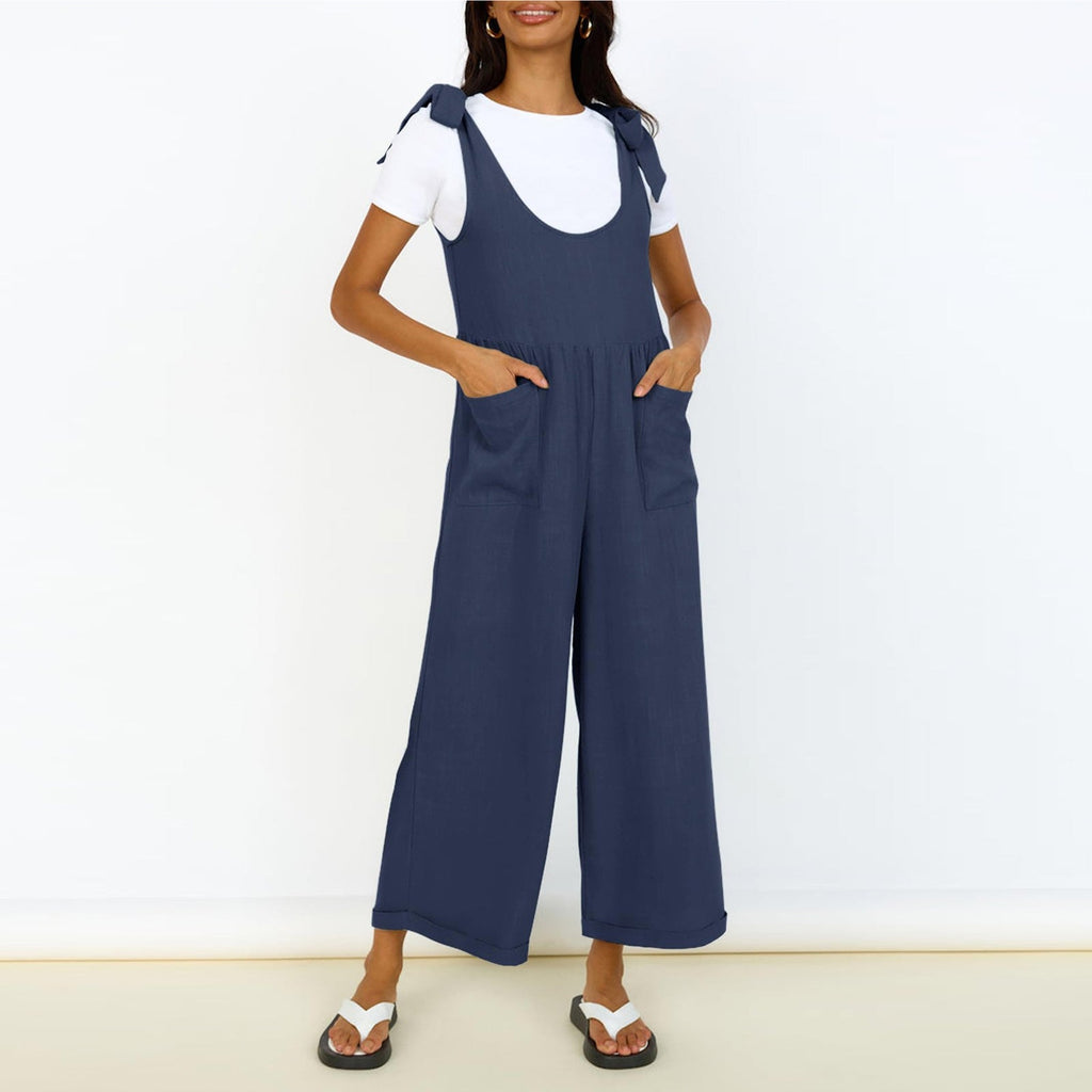 Women's Casual Jumpsuit with Adjustable Straps and Wide Leg