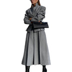 Women's Elegant and Modern Suit Set with Tailored Blazer and Flared Skirt