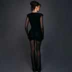 Elegant Wrap Jumpsuit with Deep V-Neck and Long Sleeves