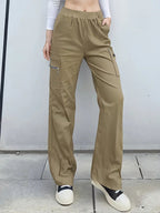 Women's Comfortable Cargo Pants with Elastic Waistband