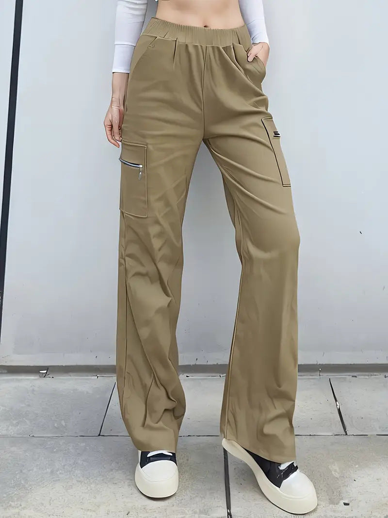 Women's Comfortable Cargo Pants with Elastic Waistband
