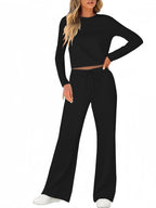 Women's Comfortable Lounge Set with Wide Cut and Long Sleeves