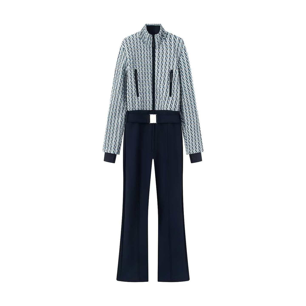 Women's Bouclé Blouson and High-Waist Flare Pants Set