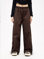 Women's Casual Pants with Side Contrast Stripes and Elastic Waist