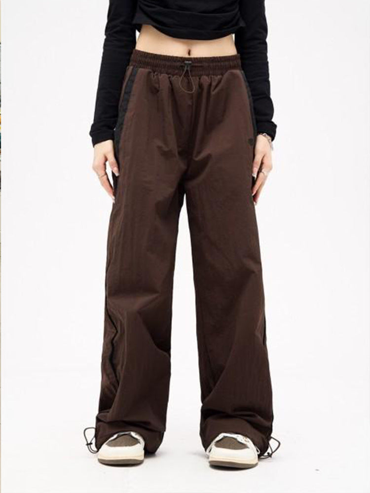 Women's Casual Pants with Side Contrast Stripes and Elastic Waist