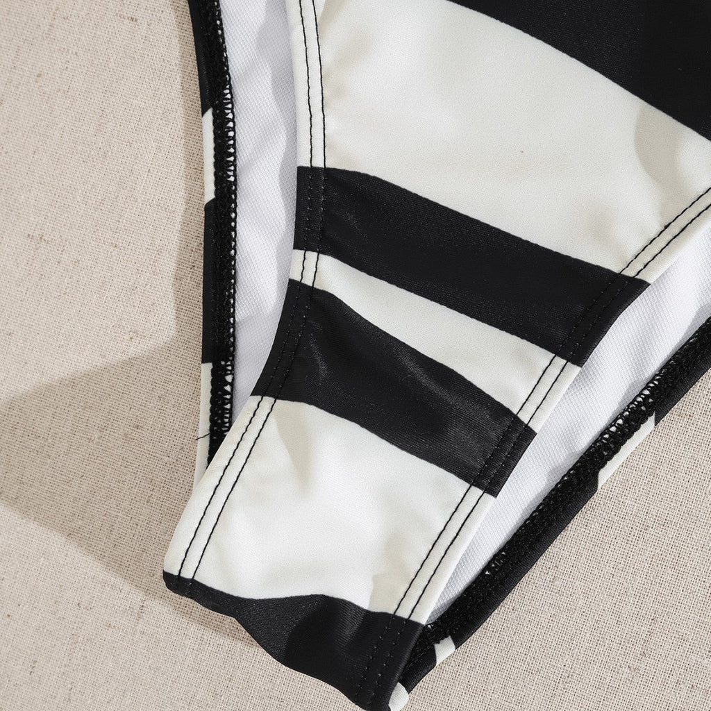 Women's Bandeau Bikini with Fashionable Buckle Detail and Asymmetric Cut