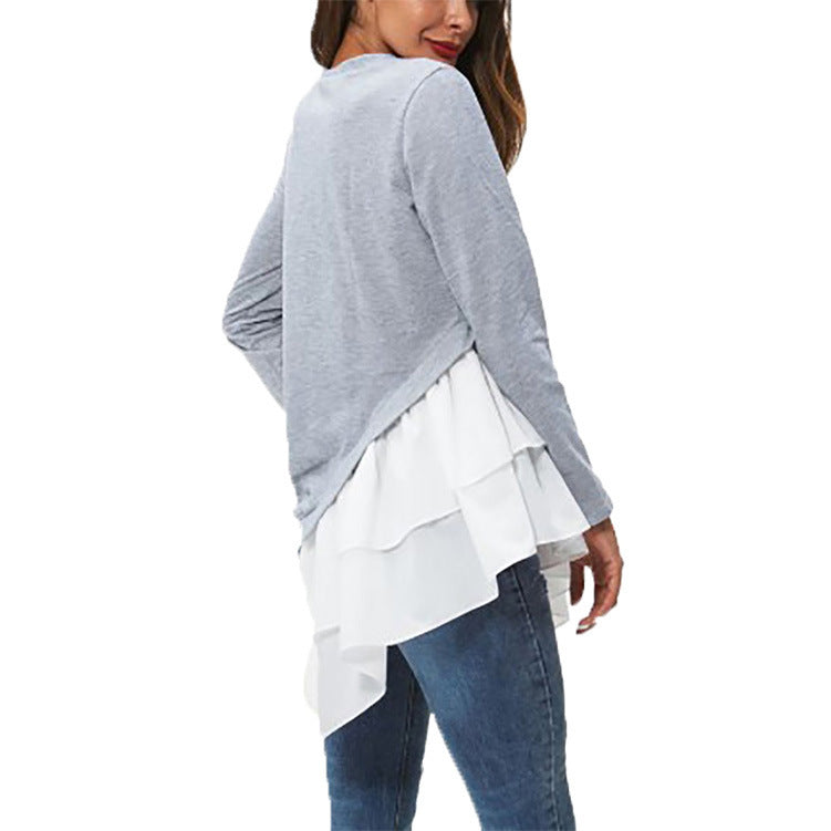 Women's Asymmetrical Sweatshirt with Ruffled Hem