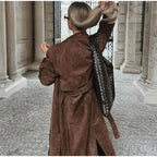 Women's Fashionable Suede Trench Coat