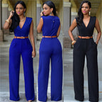 Elegant Wrap Jumpsuit with Wide Leg and Waist Belt