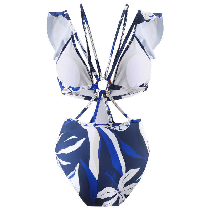 Women's Swimsuit with Wrap Design and Ruffle Details