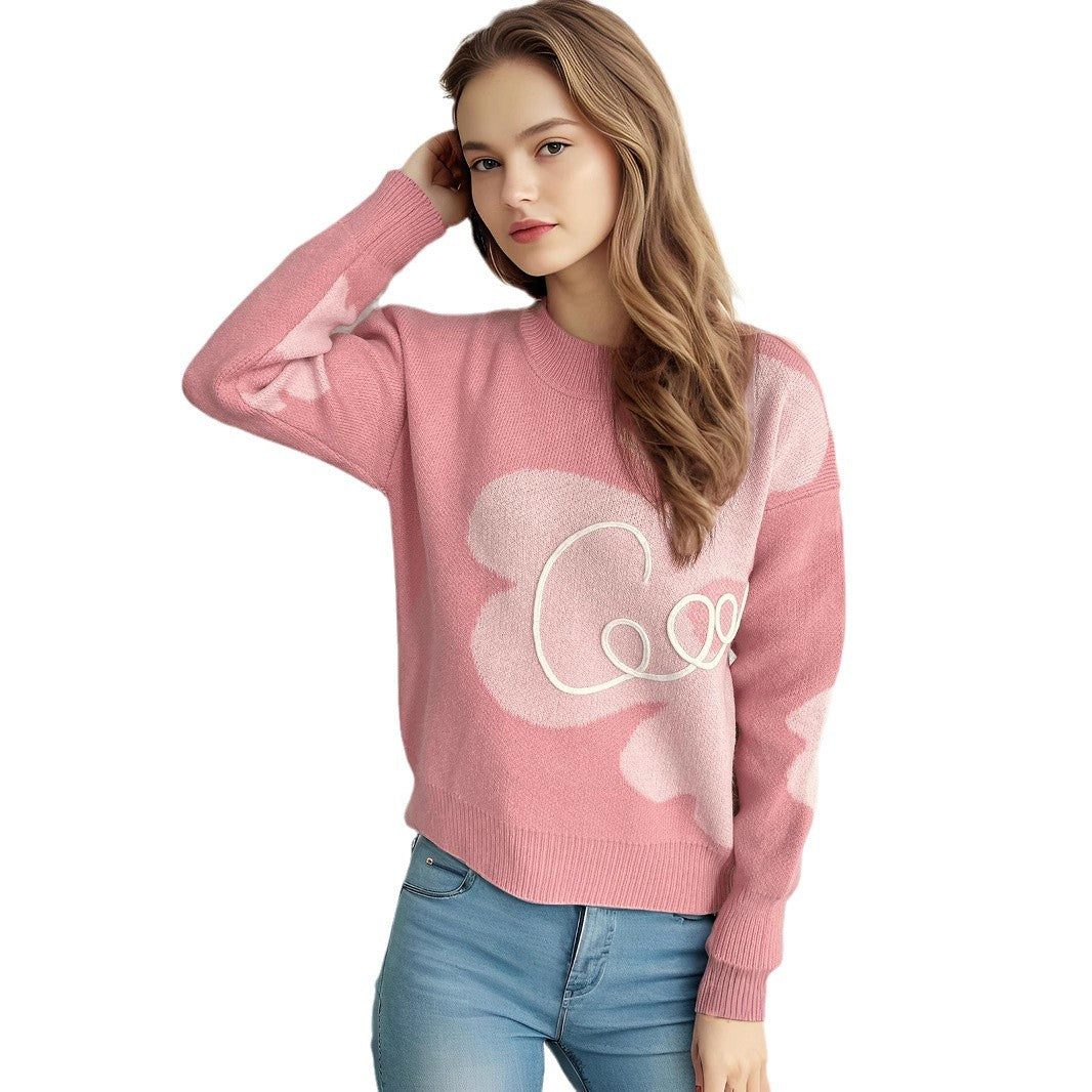 Women's Cozy Pullover with Creative Lettering and Modern Design