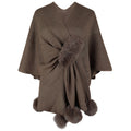 Elegant Poncho with Luxurious Faux Fur Trim