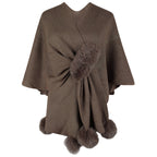 Elegant Poncho with Luxurious Faux Fur Trim