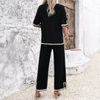 Women's Casual Two-Piece Knit Set with Fashionable Accents