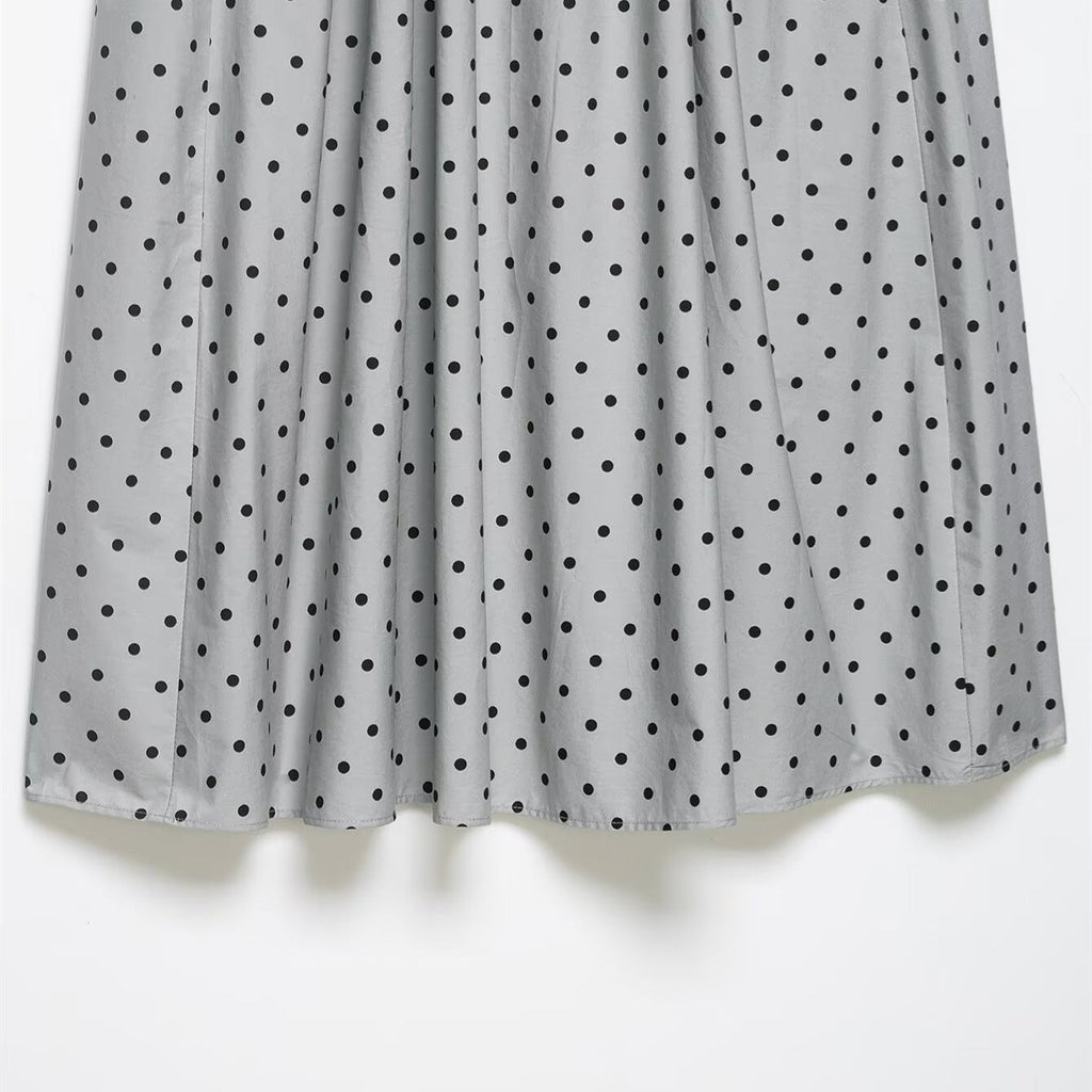 Women's Polka Dot Midi Skirt with Elastic Waist