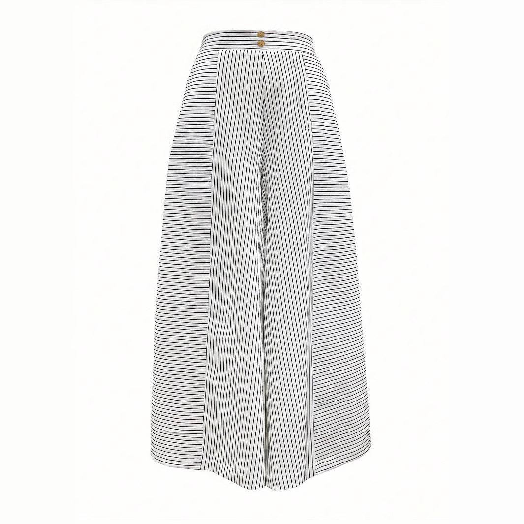 Women's High-Waisted Striped Culottes
