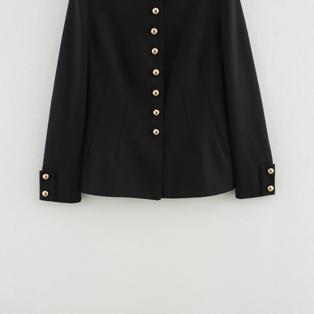 Women's Elegant Quilted Jacket with High Collar and Gold Buttons