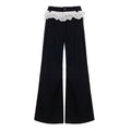 Elegant Wide-Leg High-Waist Pants with Lace Trim