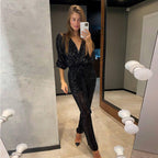 Glamorous V-Neck Jumpsuit with Waist Belt