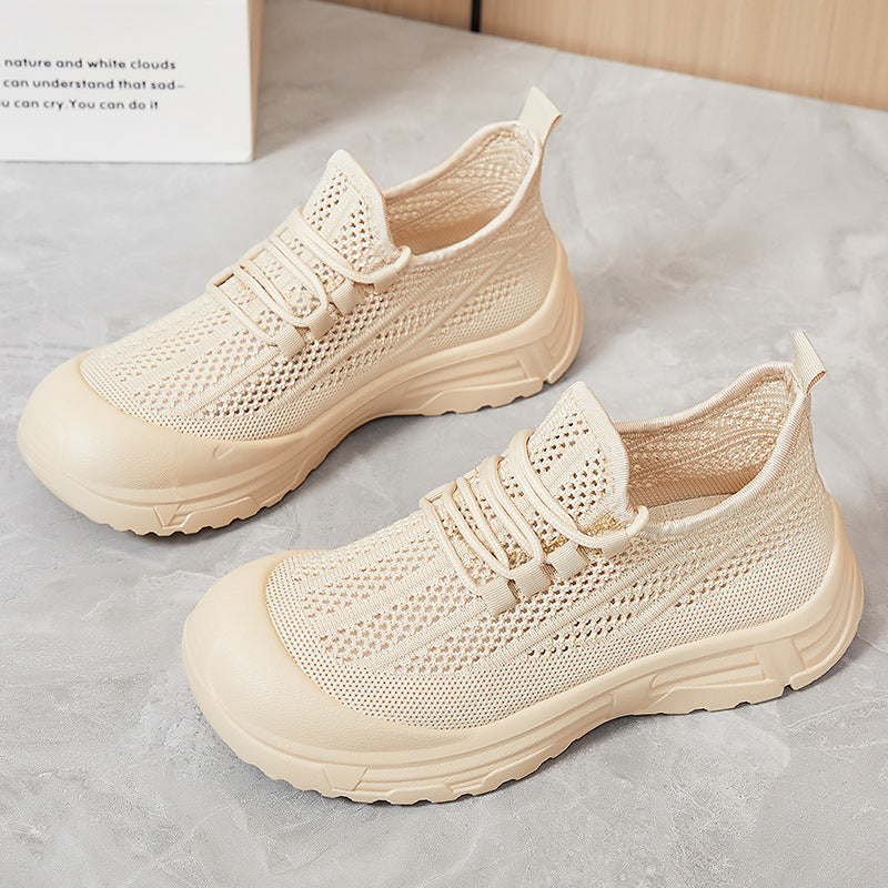 Women's Breathable Sneakers with Elastic Lacing System and Non-Slip Sole