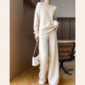 Women's Cozy Knit Ensemble with Wide Sweater and Wide-Leg Pants