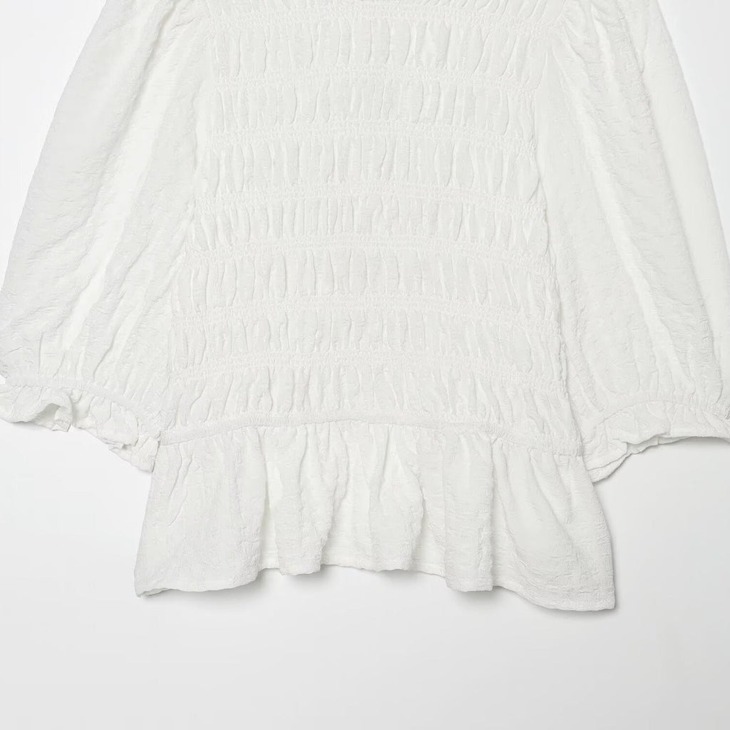 Women's Blouse with Ruffles and Balloon Sleeves