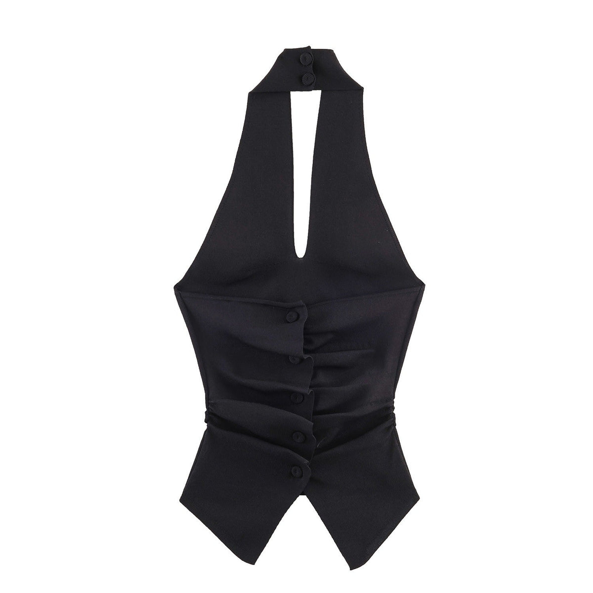 Women's Sleeveless Top with Deep V-Neck and Back Cutout