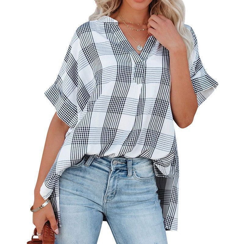 Women's Casual Blouse with Rolled Sleeves