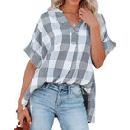 Women's Casual Blouse with Rolled Sleeves