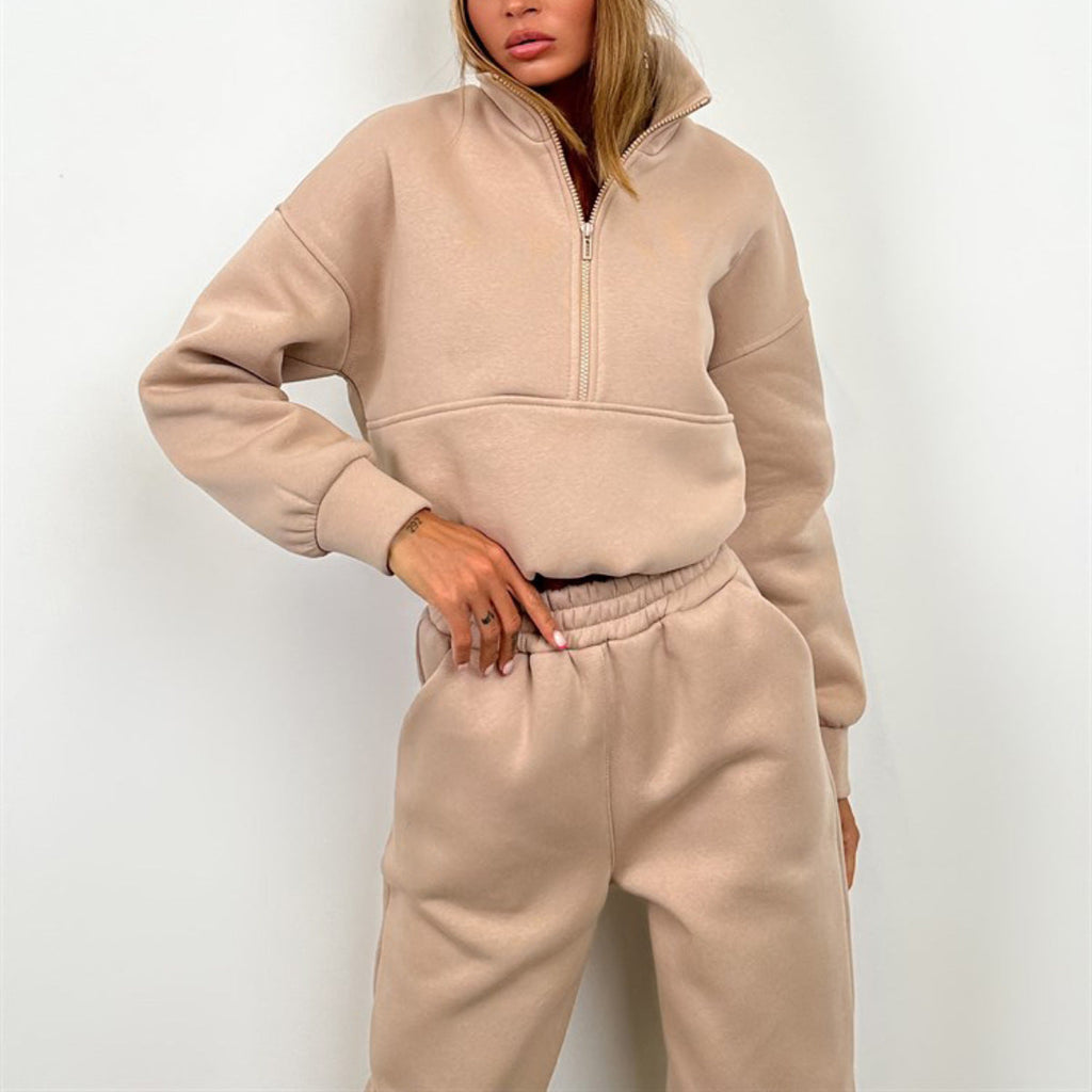 Cropped Half-Zip Fleece Set