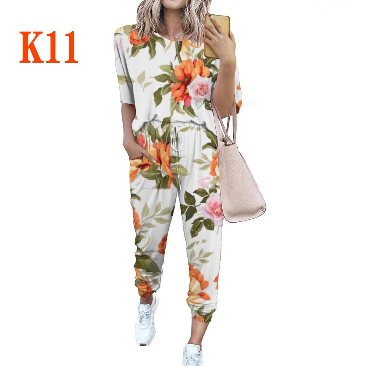 Women's Lightweight Casual Jumpsuit with Tie-Dye Pattern and Pockets