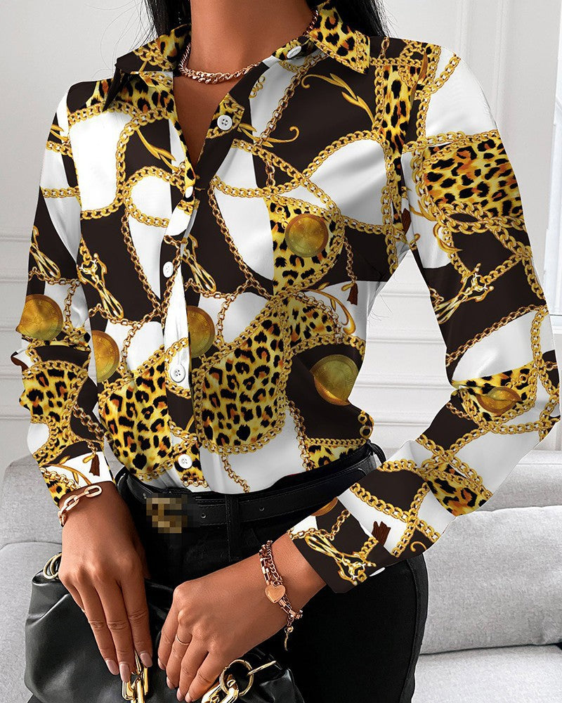 Women's Blouse with Elegant Chain Pattern