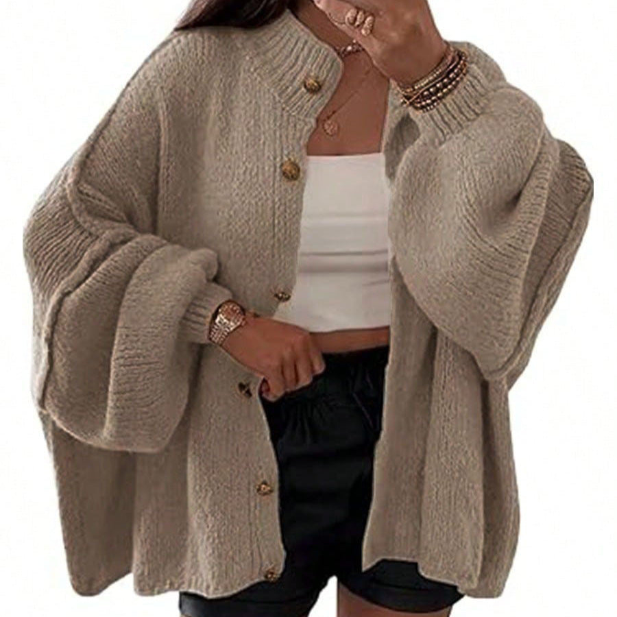 Women's Fluffy Cardigan with Dropped Shoulders