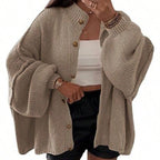 Women's Fluffy Cardigan with Dropped Shoulders