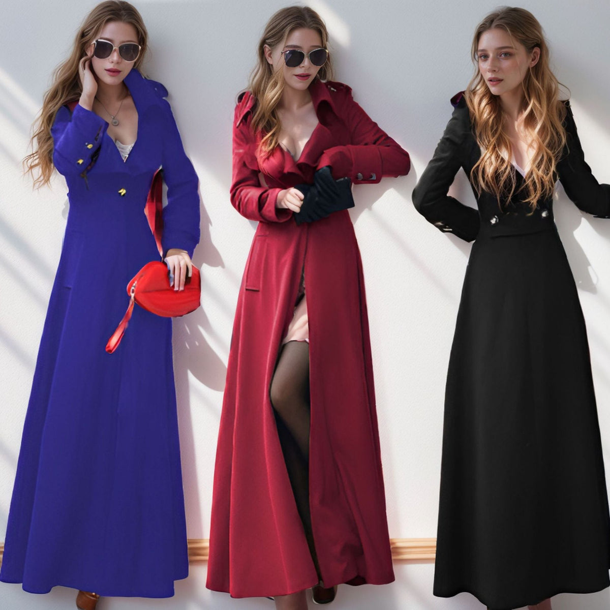 Women's Elegant Long Coat with Classic Lapel