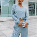 Lounge Set with Cropped Top and Wide-Leg Pants